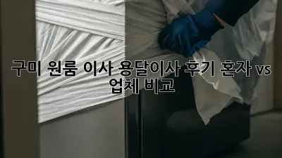 구미 원룸 이사, 용달이사 후기: 혼자 vs. 업체 비교